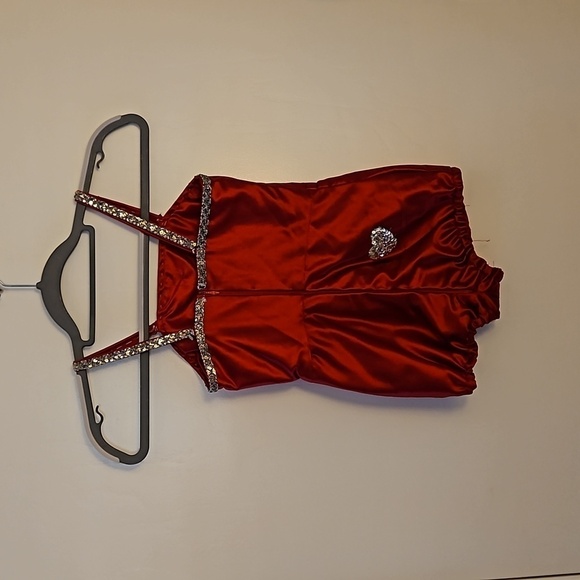 VTG 1960s HANDMADE Red Satin Rhinestone Faux Fur Valentine's Portrait Outfit - Picture 5 of 14